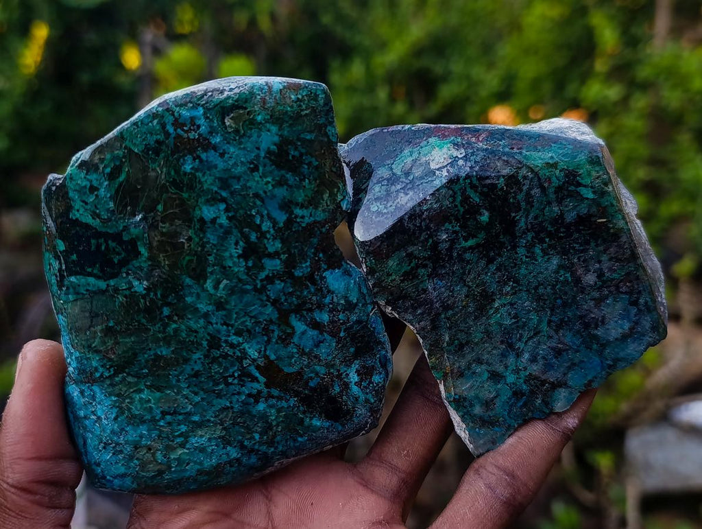 Polished One Side Shattuckite Slices x 12 From Kaokoveld, Namibia - Toprock Gemstones and Minerals 