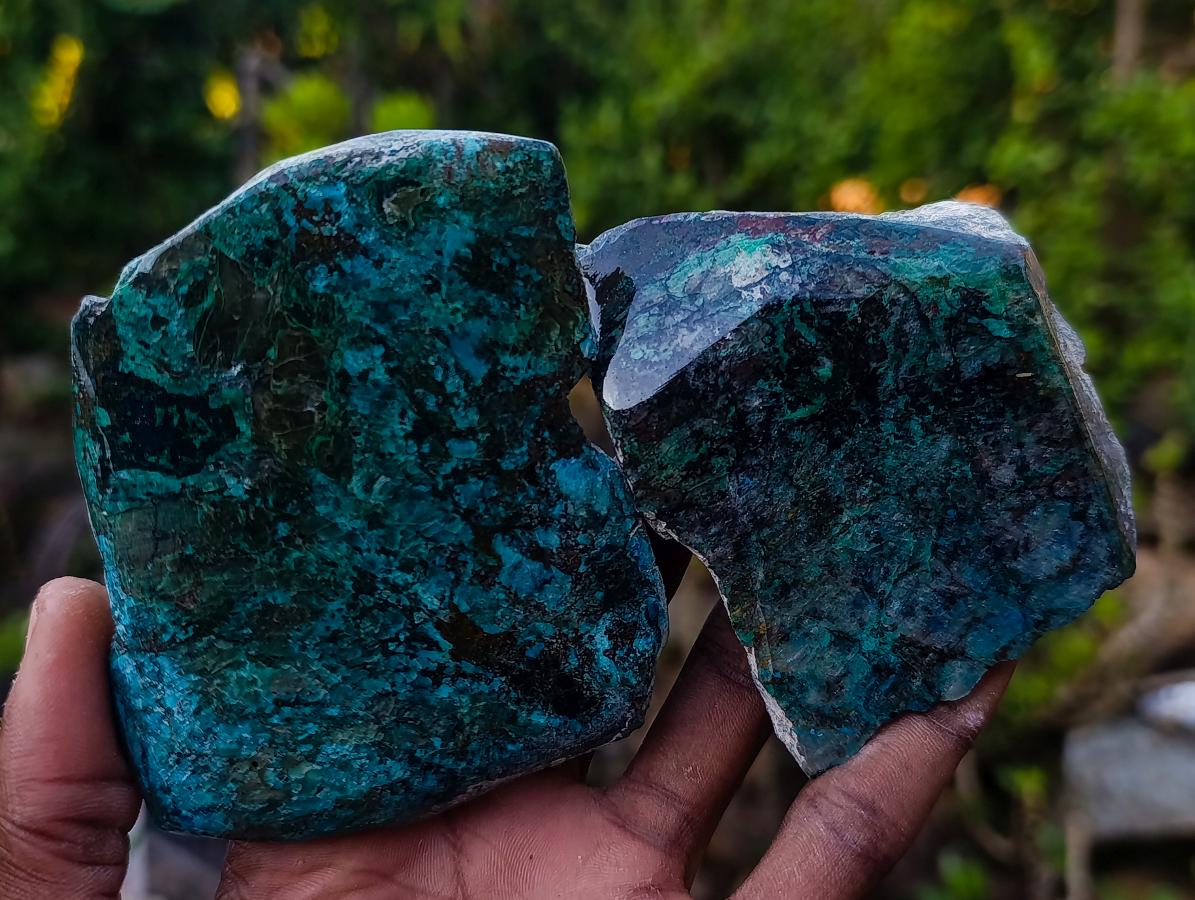 Polished One Side Shattuckite Slices x 12 From Kaokoveld, Namibia - Toprock Gemstones and Minerals 