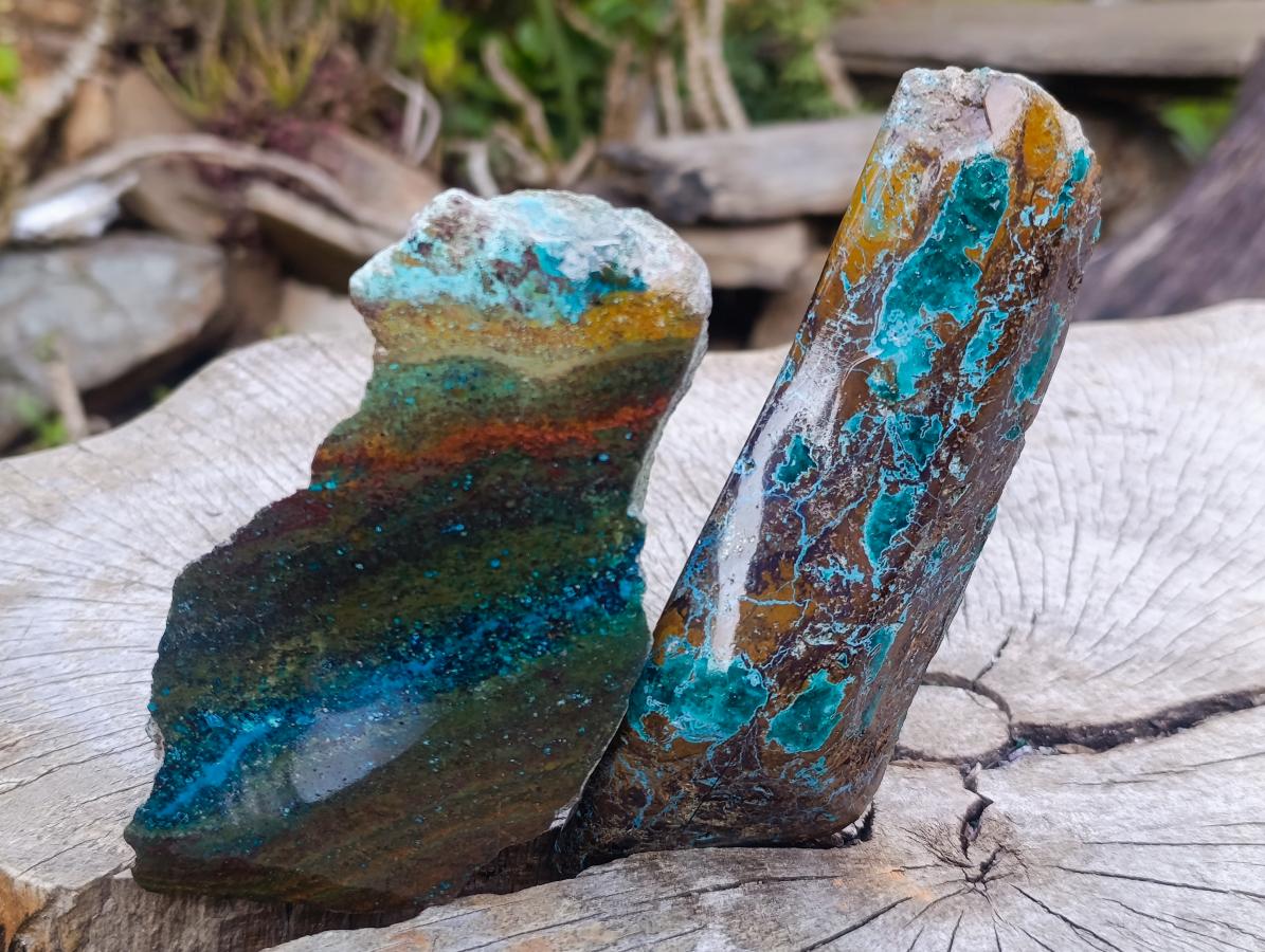 Polished One Side Shattuckite Slices x 12 From Kaokoveld, Namibia - Toprock Gemstones and Minerals 