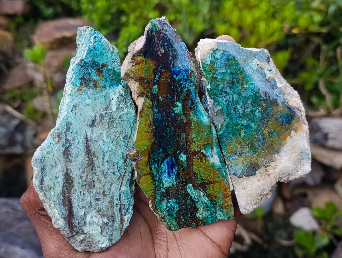 Polished One Side Shattuckite Slices x 12 From Kaokoveld, Namibia - Toprock Gemstones and Minerals 