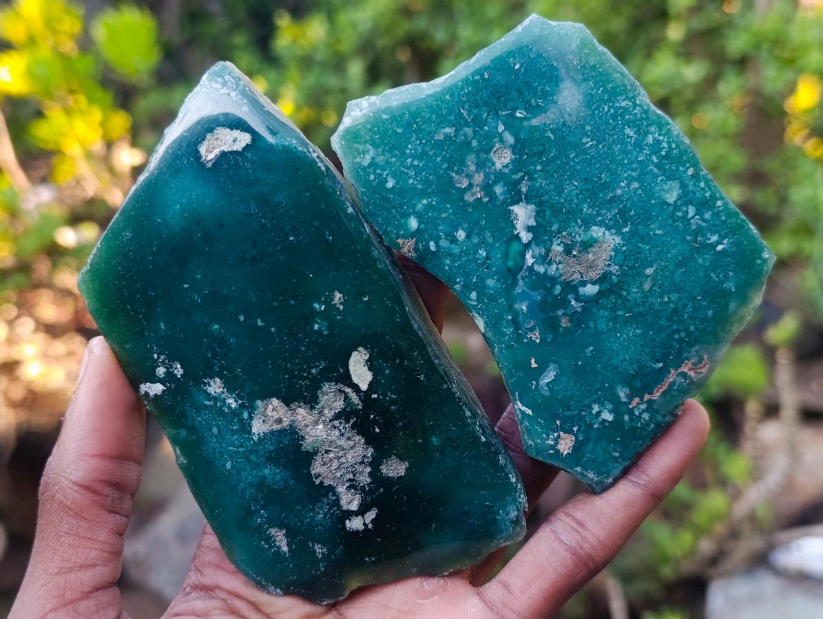 Polished On One Side Mtorolite Chrysoprase Plates x 12 From Mutorashanga, Zimbabwe - Toprock Gemstones and Minerals 
