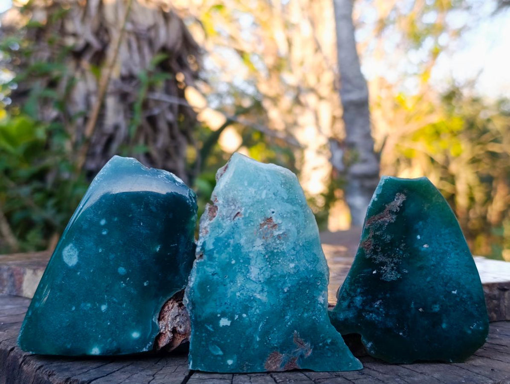 Polished On One Side Mtorolite Chrysoprase Plates x 12 From Mutorashanga, Zimbabwe - Toprock Gemstones and Minerals 