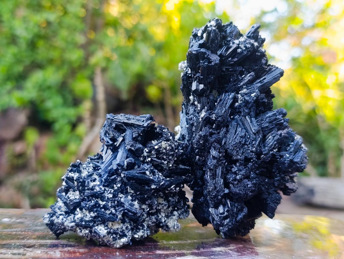 Natural Schorl Black Tourmaline Crystal Specimens x 6 From Erongo, Namibia - Toprock Gemstones and Minerals 