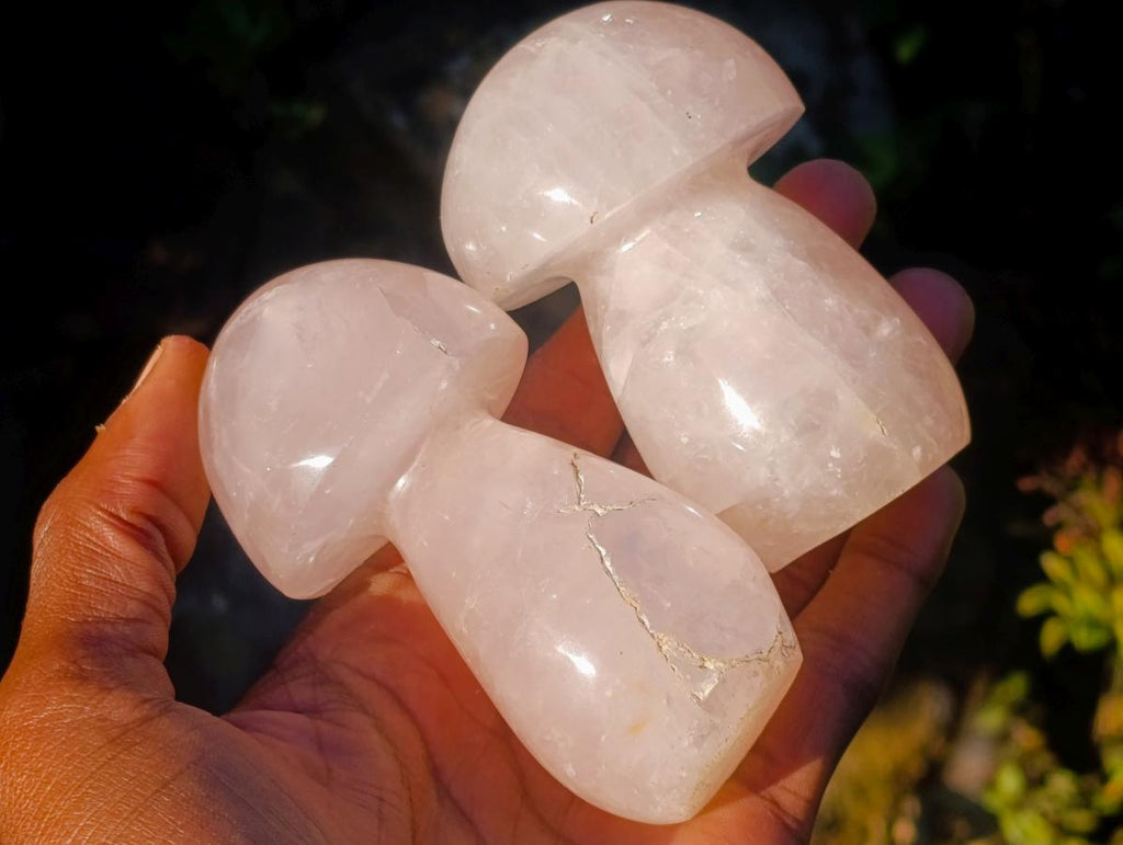 Polished Gemmy Rose Quartz Mushrooms x 6 From Madagascar - Toprock Gemstones and Minerals 