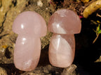 Polished Gemmy Rose Quartz Mushrooms x 6 From Madagascar - Toprock Gemstones and Minerals 