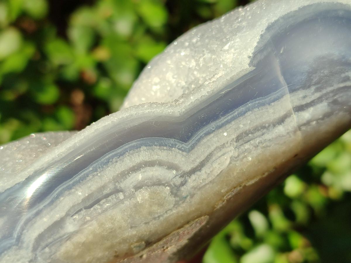 Polished Blue Lace Agate Standing Display Pieces x 2 From Nsanje, Malawi - Toprock Gemstones and Minerals 
