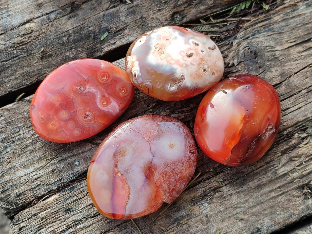Polished Carnelian Agate Gemstone Palm Stones x 24 From Madagascar - Toprock Gemstones and Minerals 