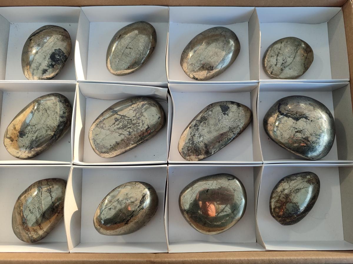 Polished Basalt Pharaoh Stone Galets x 12 From Iron Duke Mine, Zimbabwe - Toprock Gemstones and Minerals 