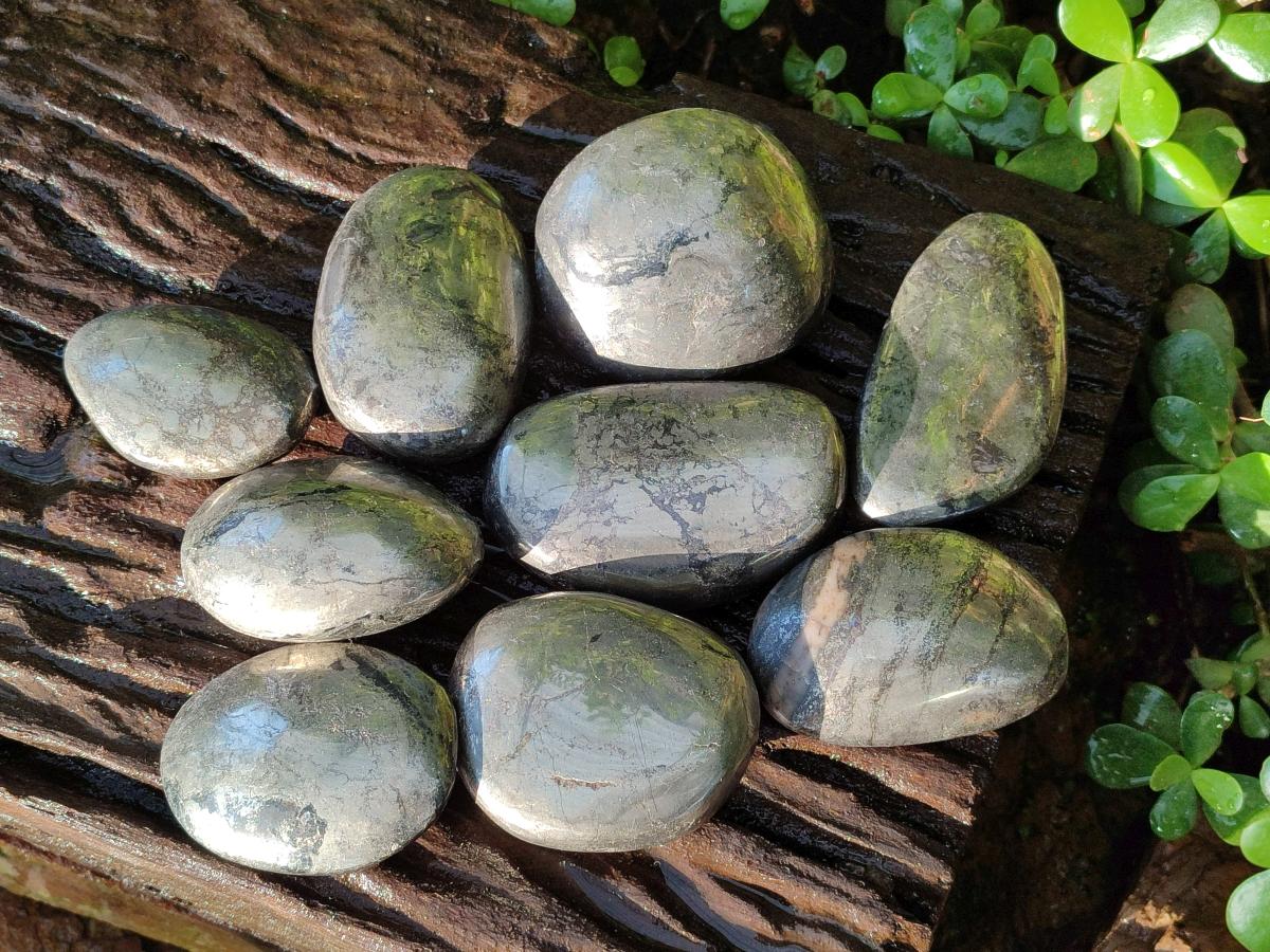 Polished Basalt Pharaoh Stone Galets x 12 From Iron Duke Mine, Zimbabwe - Toprock Gemstones and Minerals 