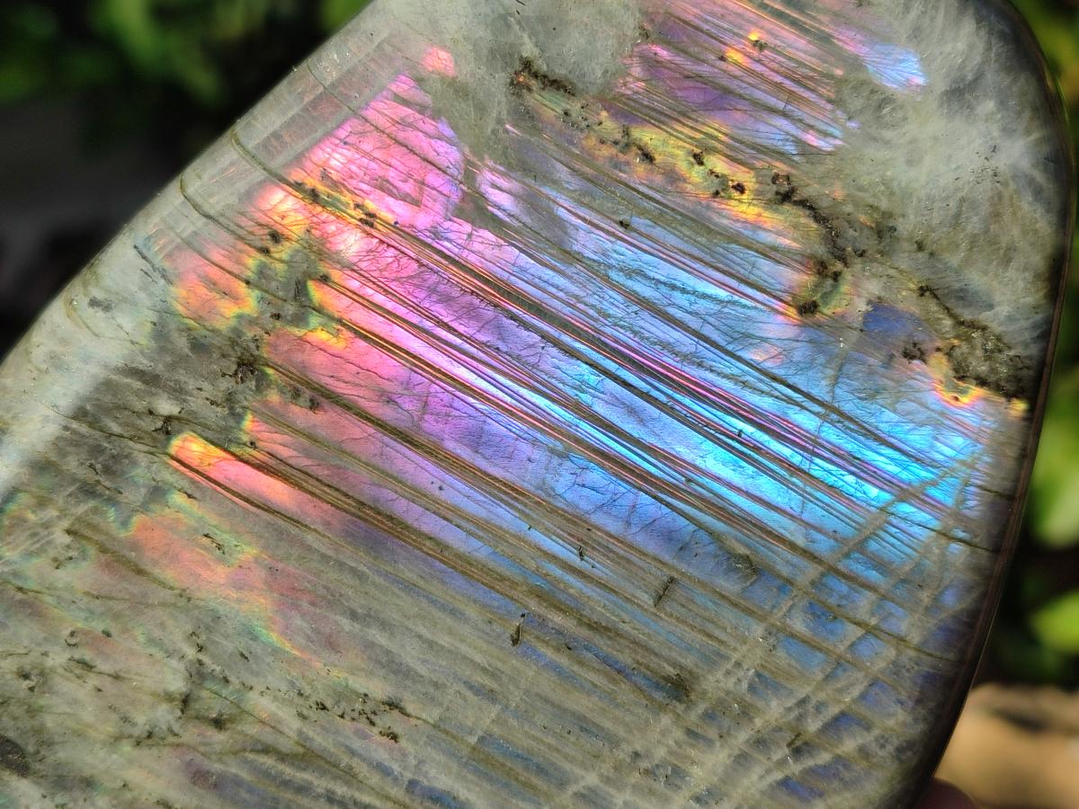 Polished Rare Purple Sunset Flash Labradorite Standing Display Pieces x 2 From Madagascar - Toprock Gemstones and Minerals 