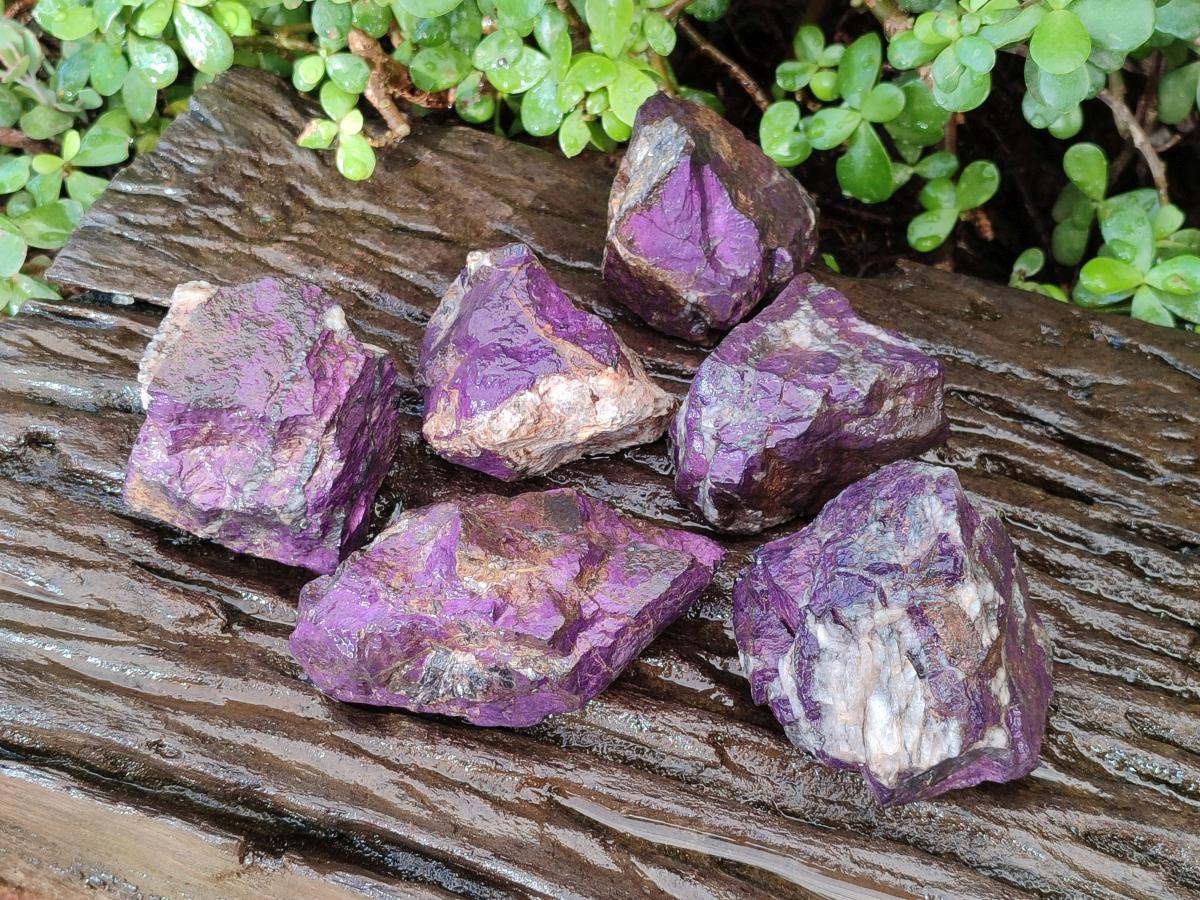 Natural Metallic Cobbed Purpurite Specimens x 6 From Erongo, Namibia