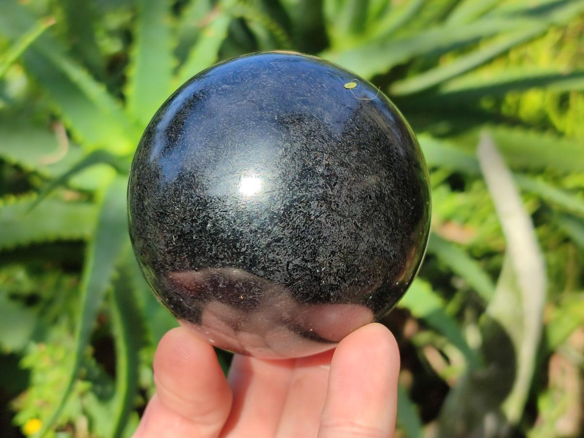 Polished Black Basalt Spheres x 3 From Madagascar - Toprock Gemstones and Minerals 