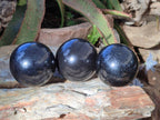 Polished Black Basalt Spheres x 3 From Madagascar - Toprock Gemstones and Minerals 