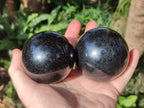 Polished Black Basalt Spheres x 3 From Madagascar - Toprock Gemstones and Minerals 
