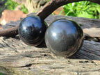 Polished Black Basalt Spheres x 3 From Madagascar - Toprock Gemstones and Minerals 
