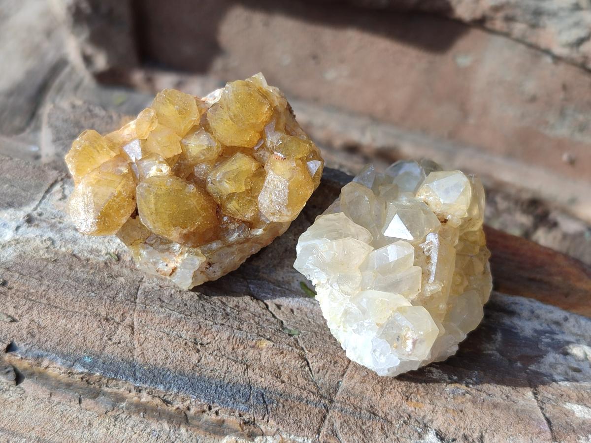 Natural Golden Limonite Quartz Crystal Cluster Plates x 70 From Solwezi, Zambia - Toprock Gemstones and Minerals 
