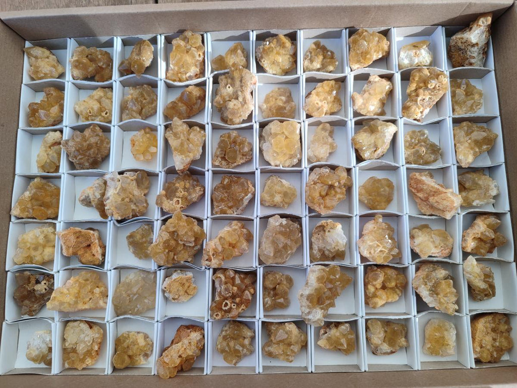 Natural Golden Limonite Quartz Crystal Cluster Plates x 70 From Solwezi, Zambia - Toprock Gemstones and Minerals 