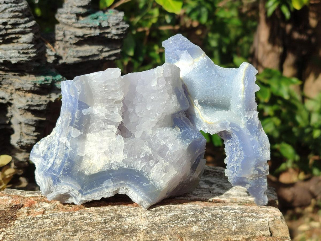 Natural Etched Blue Chalcedony Specimens x 3 From Nsanje, Malawi - Toprock Gemstones and Minerals 