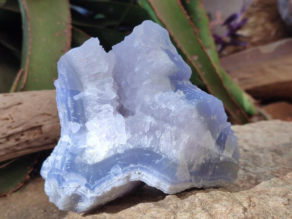 Natural Etched Blue Chalcedony Specimens x 3 From Nsanje, Malawi - Toprock Gemstones and Minerals 