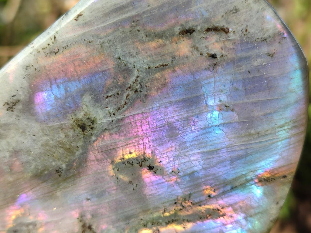 Polished Rare Purple Sunset Flash Labradorite Standing Display Pieces x 2 From Madagascar - Toprock Gemstones and Minerals 