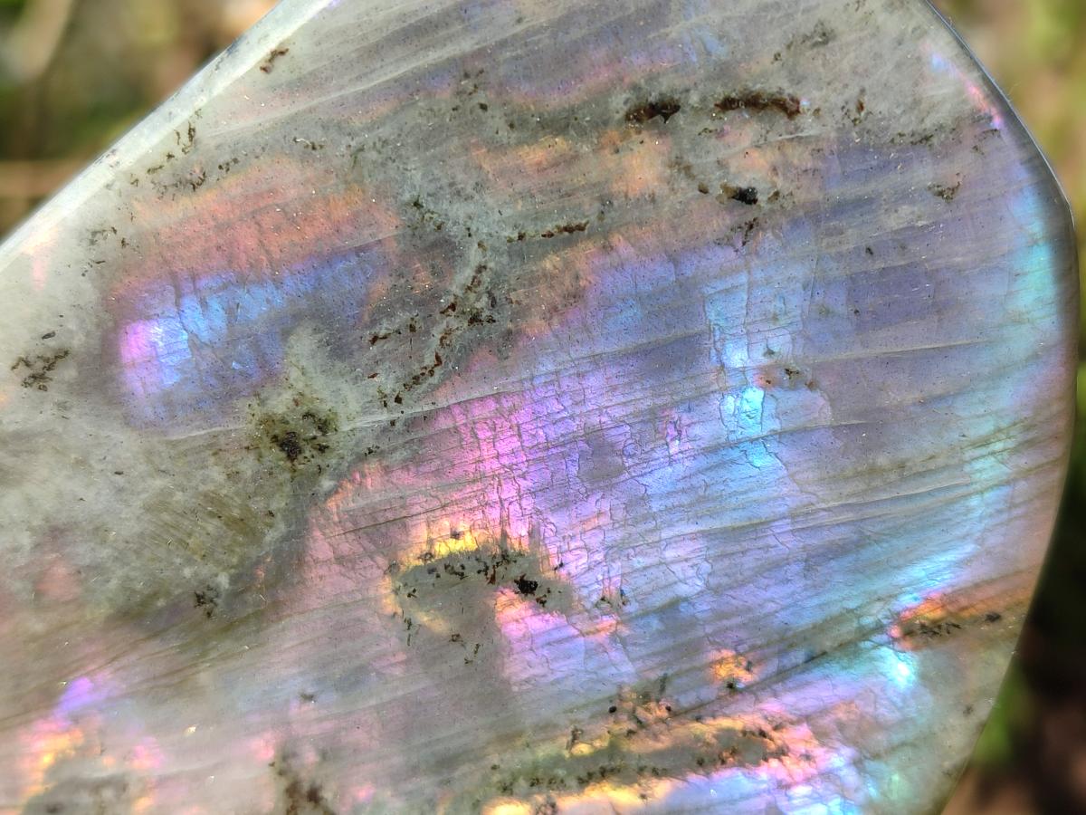 Polished Rare Purple Sunset Flash Labradorite Standing Display Pieces x 2 From Madagascar - Toprock Gemstones and Minerals 
