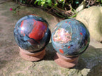 Polished Bloodstone Spheres x 2 From Swaziland - Toprock Gemstones and Minerals 