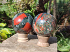 Polished Bloodstone Spheres x 2 From Swaziland - Toprock Gemstones and Minerals 