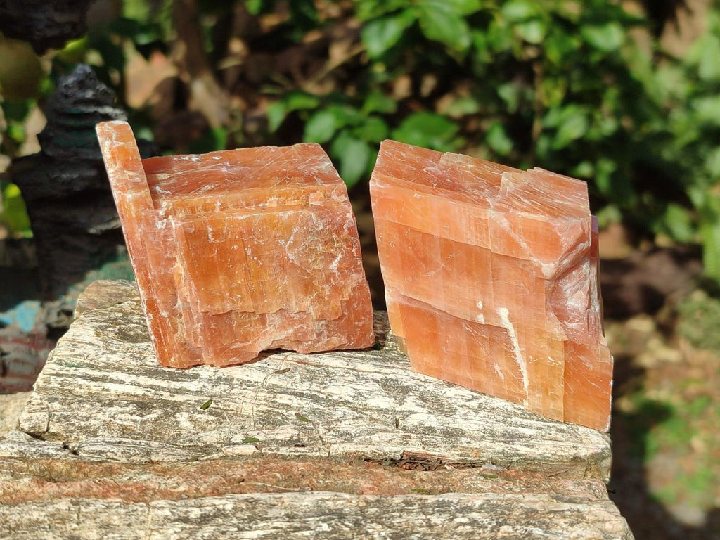 Natural Rhombohedral Sunset Orange Calcite Specimens x 6 From Spitzkop, Namibia - Toprock Gemstones and Minerals 