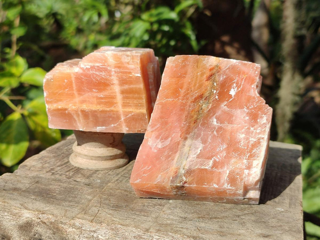 Natural Rhombohedral Sunset Orange Calcite Specimens x 6 From Spitzkop, Namibia - Toprock Gemstones and Minerals 