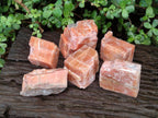 Natural Rhombohedral Sunset Orange Calcite Specimens x 6 From Spitzkop, Namibia - Toprock Gemstones and Minerals 
