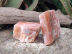 Natural Rhombohedral Sunset Orange Calcite Specimens x 6 From Spitzkop, Namibia - Toprock Gemstones and Minerals 