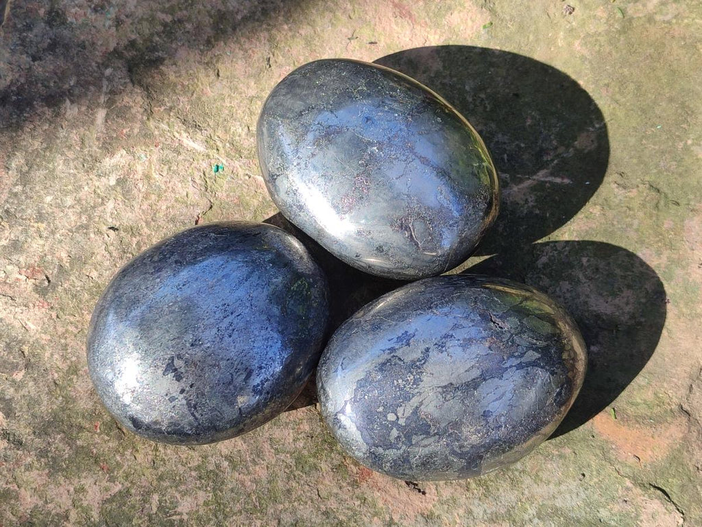 Polished Large Basalt Pharaoh Stone Palm Stones x 3 From Iron Duke Mine, Zimbabwe - Toprock Gemstones and Minerals 