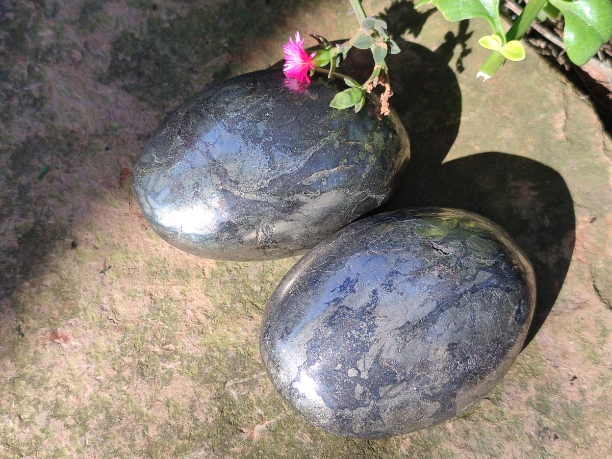 Polished Large Basalt Pharaoh Stone Palm Stones x 3 From Iron Duke Mine, Zimbabwe - Toprock Gemstones and Minerals 