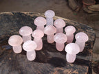 Polished Gemmy Rose Quartz Mushrooms x 12 From Madagascar - Toprock Gemstones and Minerals 