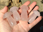 Polished Gemmy Rose Quartz Mushrooms x 12 From Madagascar - Toprock Gemstones and Minerals 