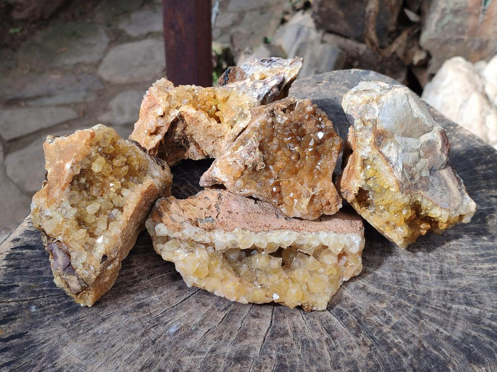 Natural Golden Limonite Quartz Clusters x 5 From Solwezi, Zambia - Toprock Gemstones and Minerals 
