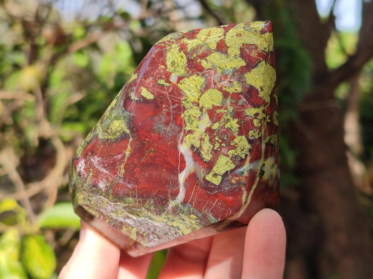 Polished Bastite Dragonsblood Stone Display Crystal Points x 3 From Tshipise, South Africa - Toprock Gemstones and Minerals 