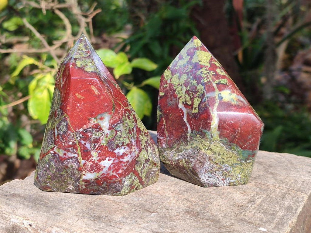 Polished Bastite Dragonsblood Stone Display Crystal Points x 3 From Tshipise, South Africa - Toprock Gemstones and Minerals 