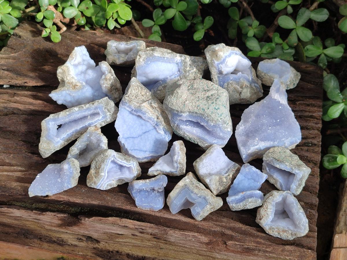 Polished Blue Lace Agate Geodes x 22 From Nsanje, Malawi - Toprock Gemstones and Minerals 