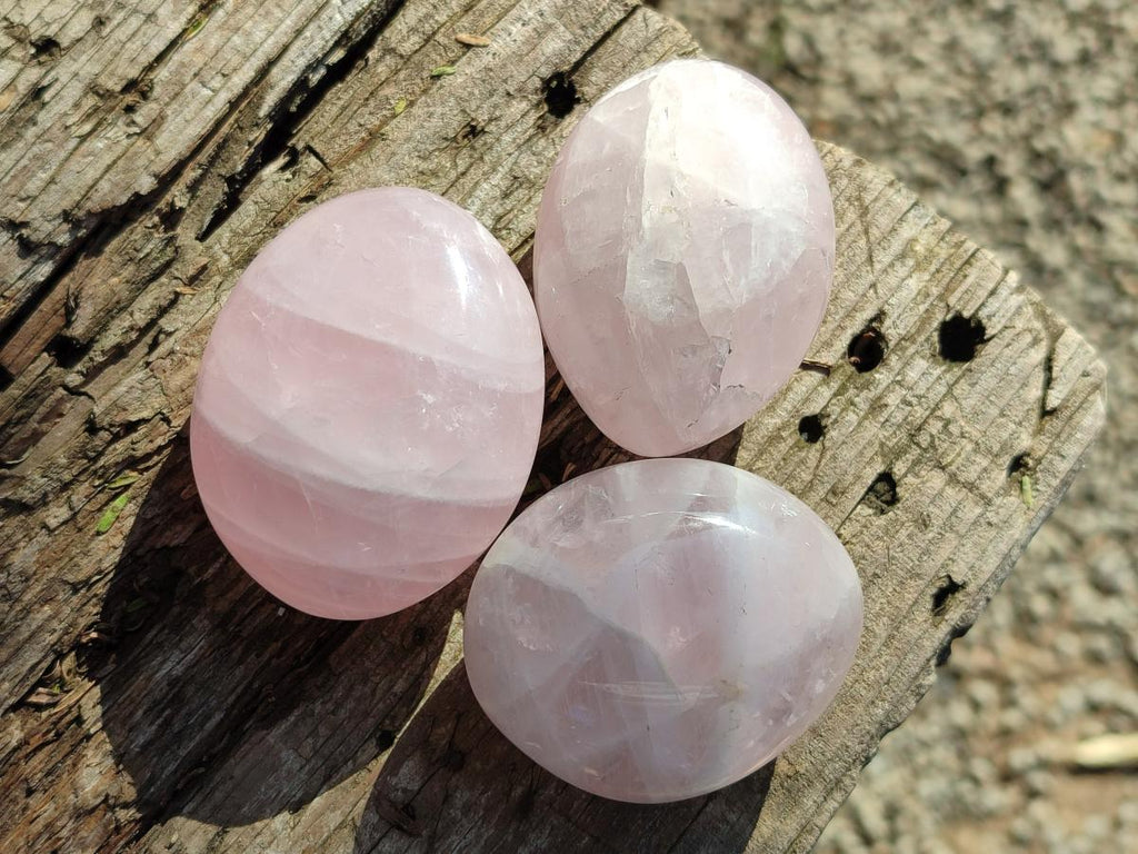 Polished Gemmy Rose Quartz Palm Stones x 24 From Madagascar - Toprock Gemstones and Minerals 