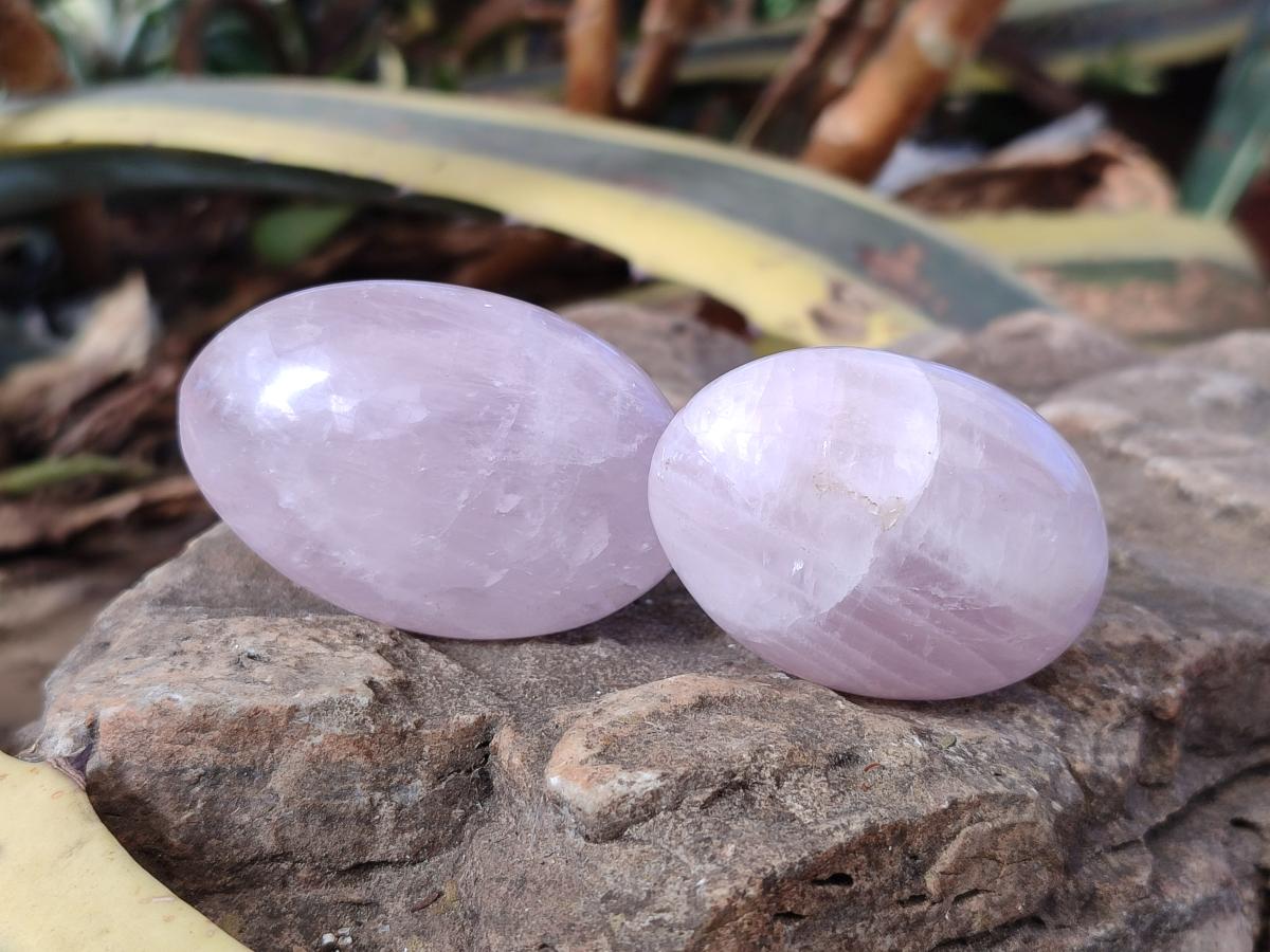 Polished Gemmy Rose Quartz Palm Stones x 24 From Madagascar - Toprock Gemstones and Minerals 