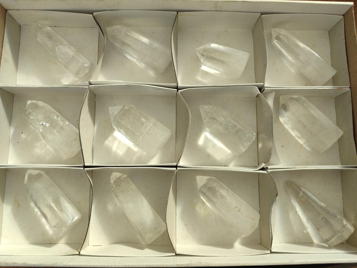 Polished Clear Quartz Display Crystals x 12 From Madagascar - Toprock Gemstones and Minerals 