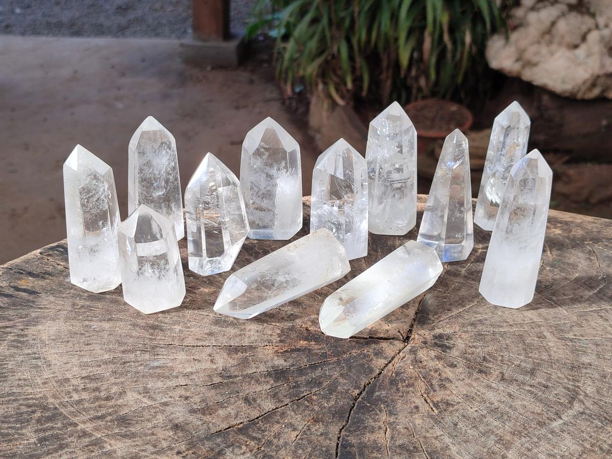 Polished Clear Quartz Display Crystals x 12 From Madagascar - Toprock Gemstones and Minerals 