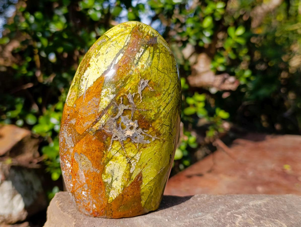 Polished Green Opal Standing Display Pieces x 2 From Betroka, Madagascar - Toprock Gemstones and Minerals 