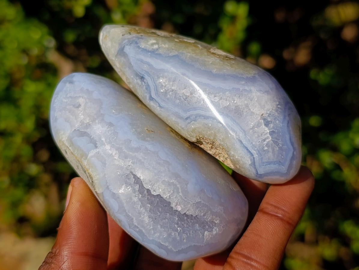 Polished Blue Lace Agate Geodes and Free Forms x 8 From Nsanje, Malawi - Toprock Gemstones and Minerals 