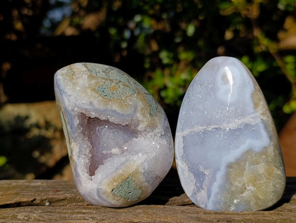Polished Blue Lace Agate Geodes and Free Forms x 8 From Nsanje, Malawi - Toprock Gemstones and Minerals 