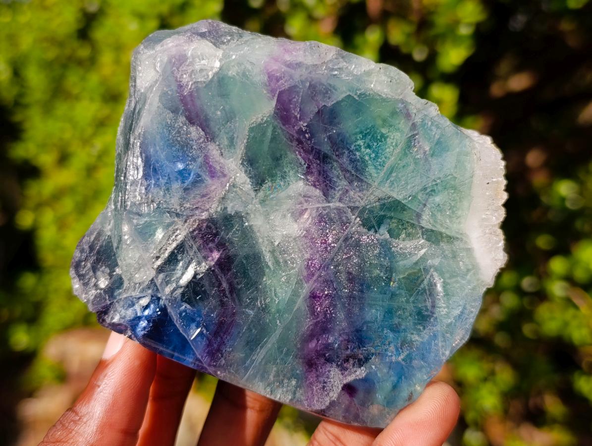 Polished One Side Watermelon Fluorite Specimens x 4 From Uis, Namibia - Toprock Gemstones and Minerals 