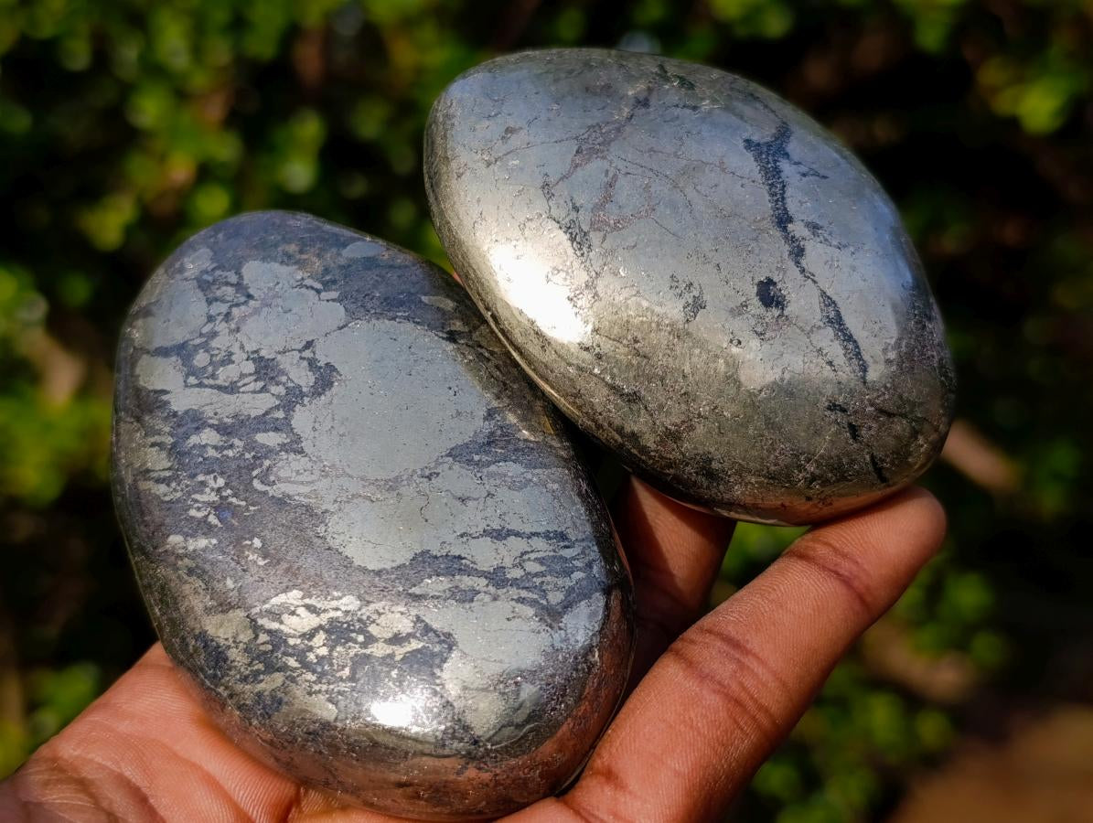 Polished Basalt Pharaoh Stone Galets x 6 From Iron Duke Mine, Zimbabwe - Toprock Gemstones and Minerals 