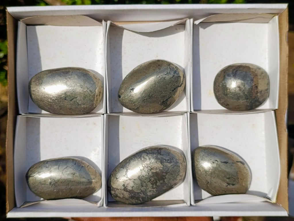 Polished Basalt Pharaoh Stone Galets x 6 From Iron Duke Mine, Zimbabwe - Toprock Gemstones and Minerals 