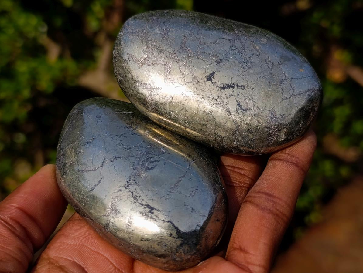 Polished Basalt Pharaoh Stone Galets x 6 From Iron Duke Mine, Zimbabwe - Toprock Gemstones and Minerals 
